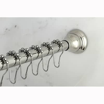 Chrome Adjustable Shower Curtain Rod with Shower Hooks - Silver