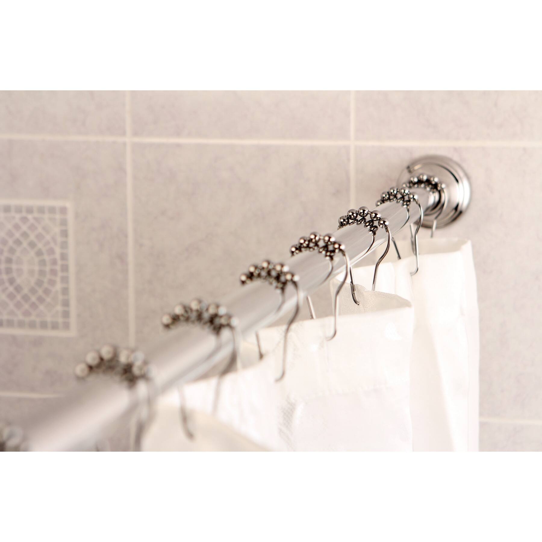 Kingston Brass Chrome Adjustable Shower Curtain Rod with Shower Hooks