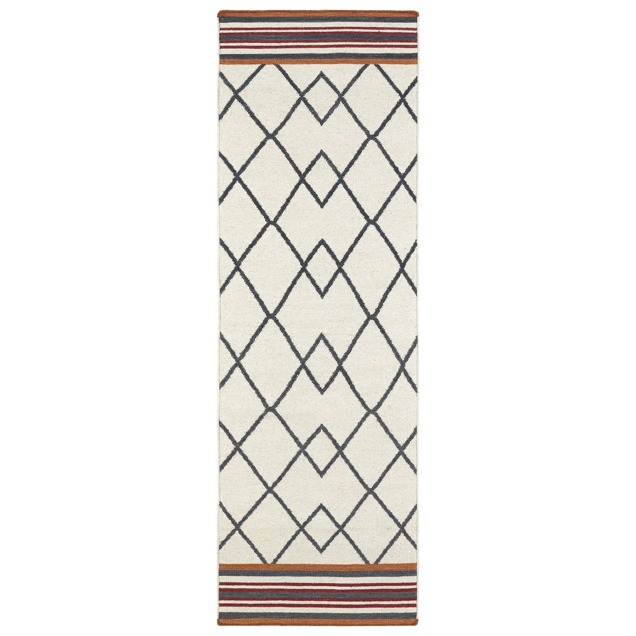 Flatweave Tribeca Ziggy Grey Wool Rug (26 X 8)