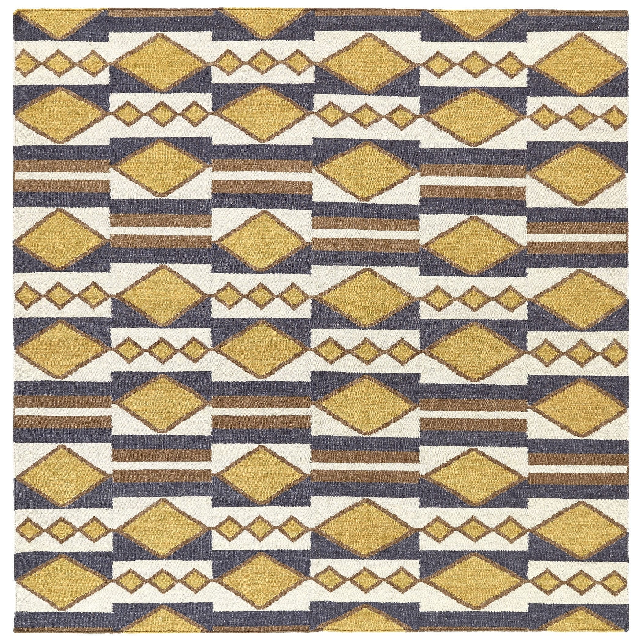 Flatweave Tribeca Mustard Wool Rug (8 Square)