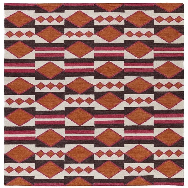 Shop Flatweave TriBeCa Orange Wool Rug 8' x 8' Free Shipping Today