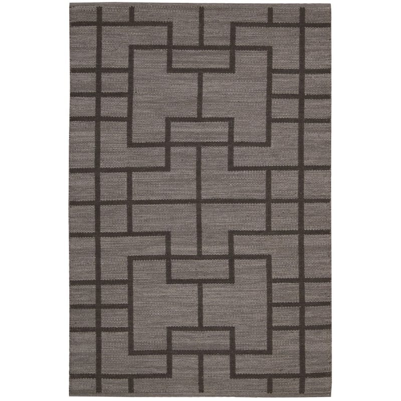 Nourison Maze Area Rug - Grey - Stripe/Geometric - Indoor - 6' x 9' - 5'3" x 7'5"/Surplus - Black