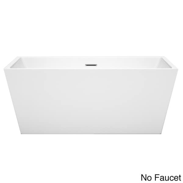 Wyndham Collection Sara 59 inch White Acrylic Soaking Bathtub