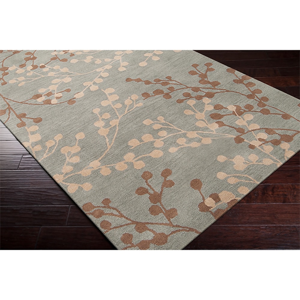 Surya Carpet, Inc Hand tufted Amador Contemporary Floral Wool Area Rug (9 X 12) Orange Size 9 x 12