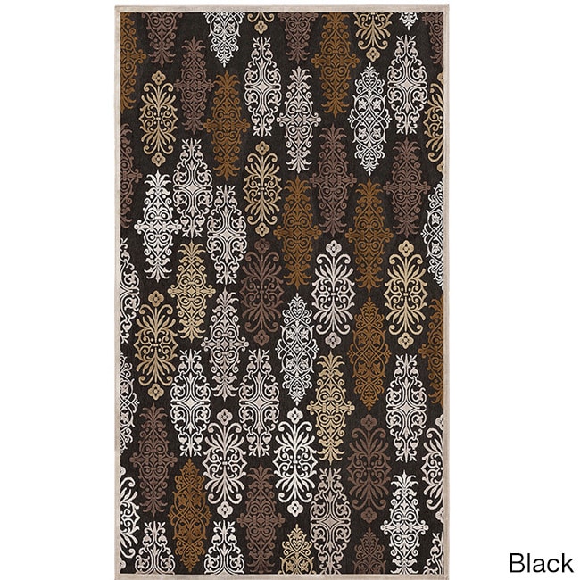 Surya Carpet, Inc Hand woven Damask Fremont Abstract Area Rug (88 X 12) Black Size 88 x 12