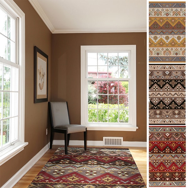 Hand-tufted Plumas Transitional Aztec Wool Area Rug - 8' x 10'