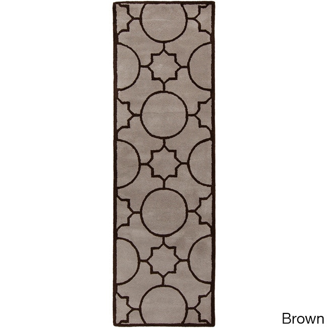 Hand tufted Elbert Contemporary Geometric Wool Runner Rug (26 X 8)