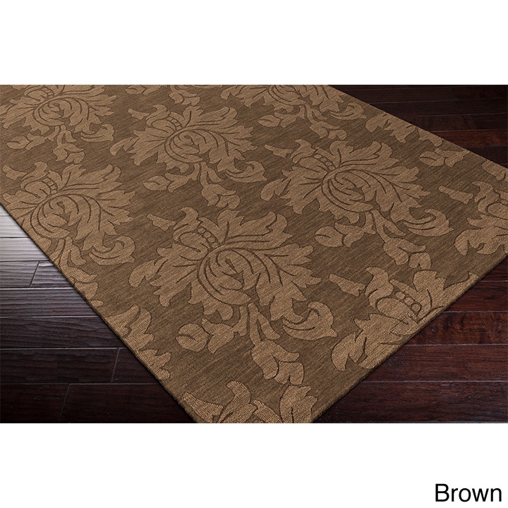 Surya Carpet, Inc Hand loomed Tone on tone Otero Floral Wool Area Rug (8 X 10) Brown Size 8 x 10