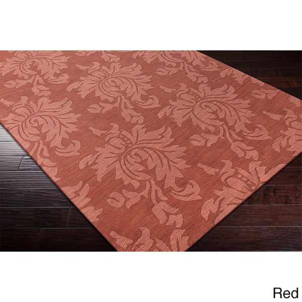 Damask 9' X 12' Feet Red Color Hand Tufted Modern Style 100% Wool Area Rug /Carpet 