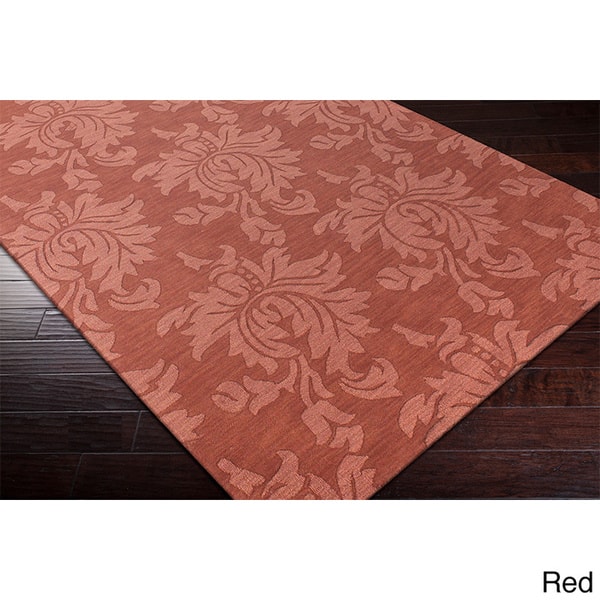 Damask 9' X 12' Feet Red Color Hand Tufted Modern Style 100% Wool Area Rug /Carpet Damask 9' X 12' Feet Red Color Hand Tufted Modern Style 100% Wool Area Rug /Carpet