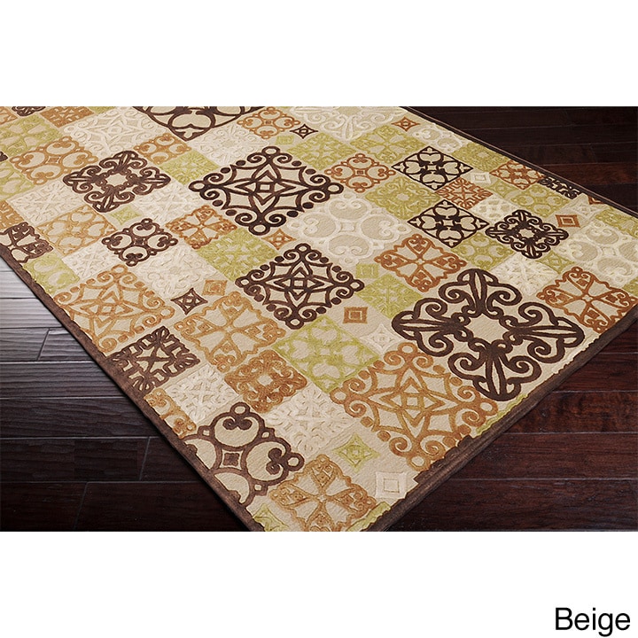 Hand woven Damask Routt Contemporary Area Rug (76 X 106)