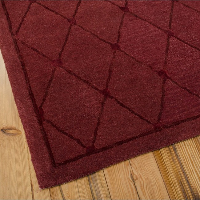 Hand-tufted Modern Elegance Cranberry Wool Area Rug (3'6 x 5'6) - 3'6" x 5'6"