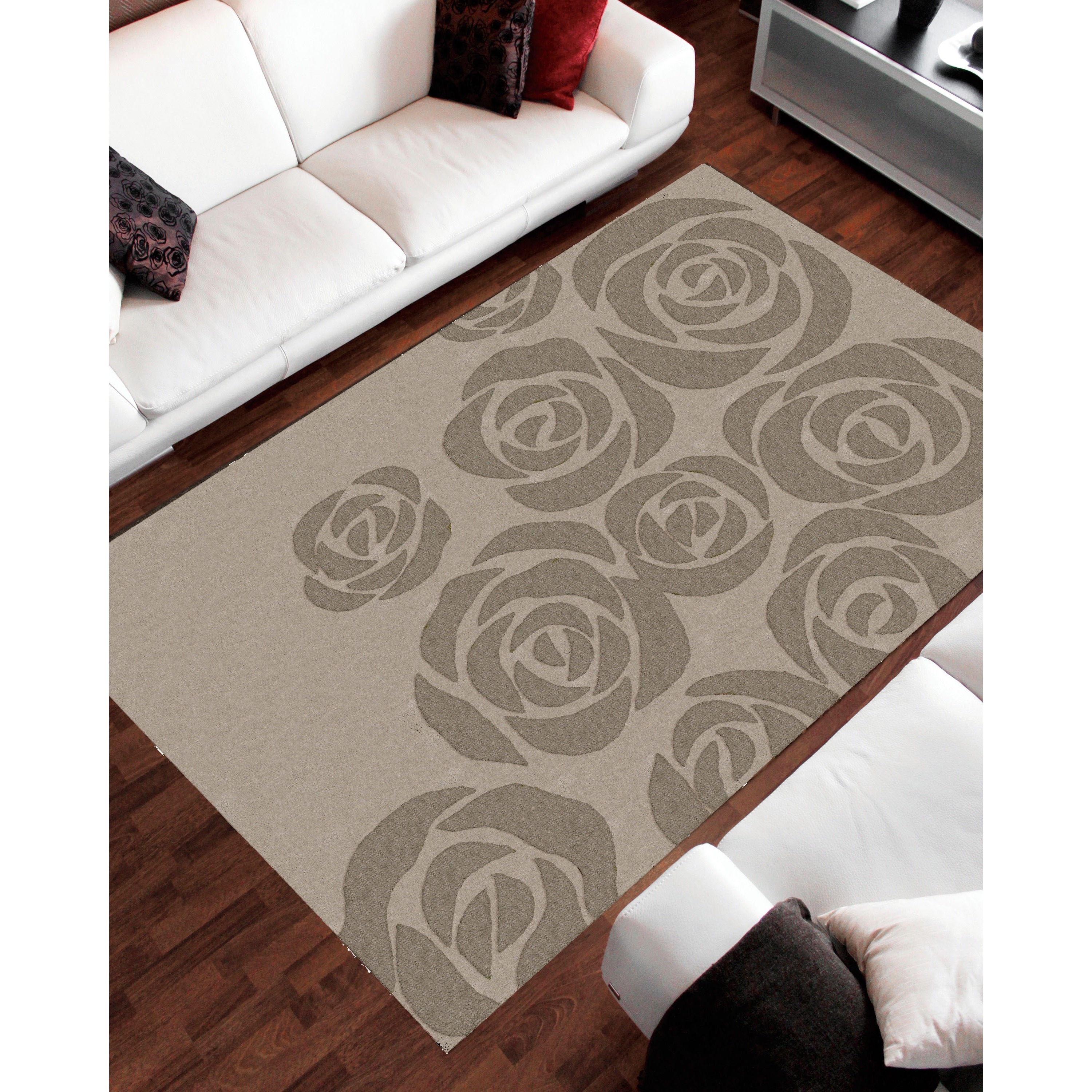 Skyland Hand tufted Beige Wool Area Rug (53 X 75)