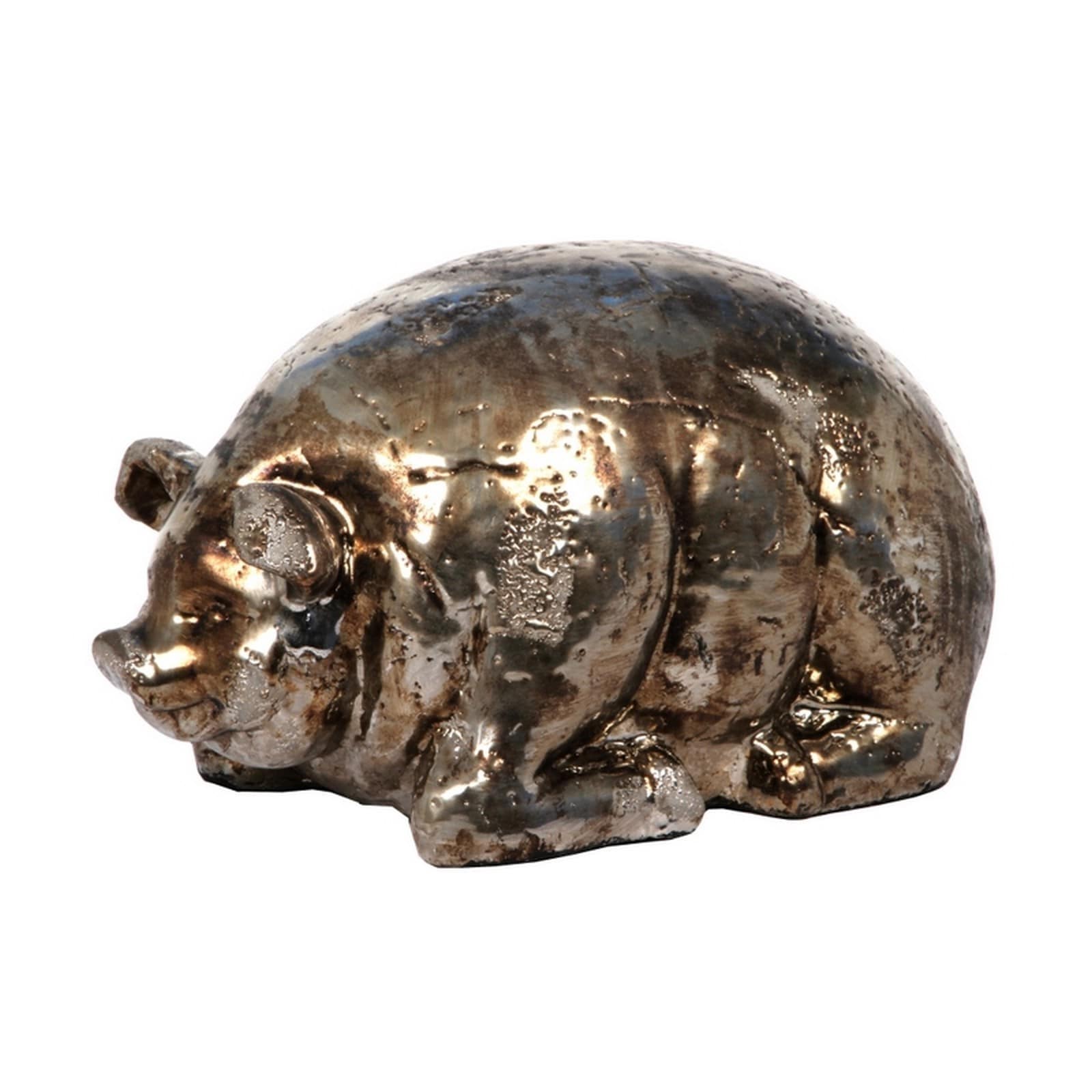 Large Metallic Gold Ceramic Decorative Pig