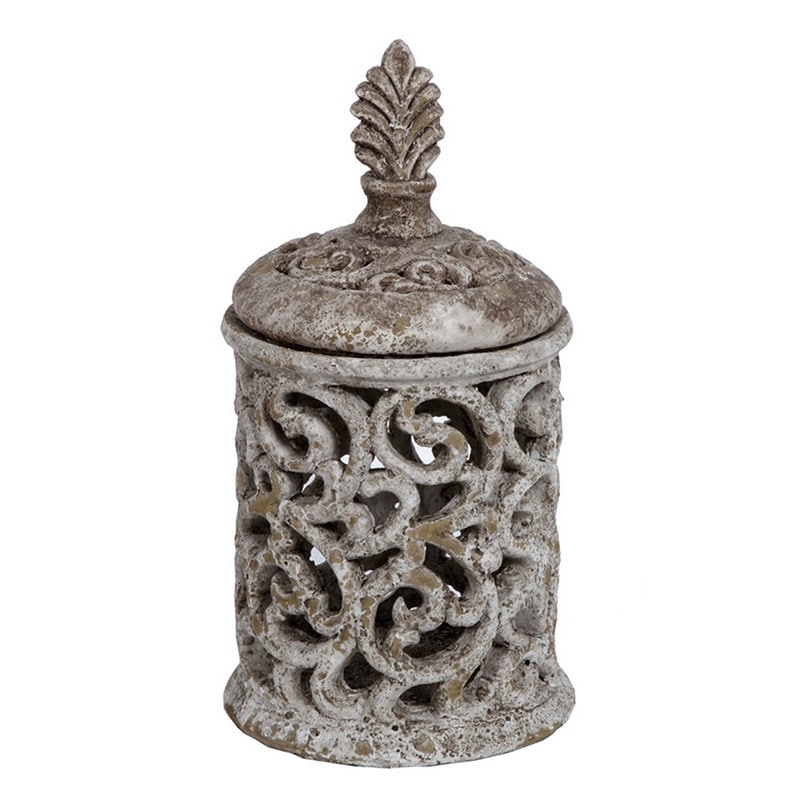 Medium Pierced Cement White Ceramic Decorative Piece