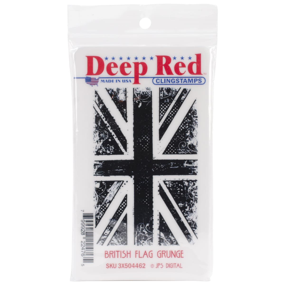 Deep Red Cling Stamp 3.25 X2.1   British Flag Grunge