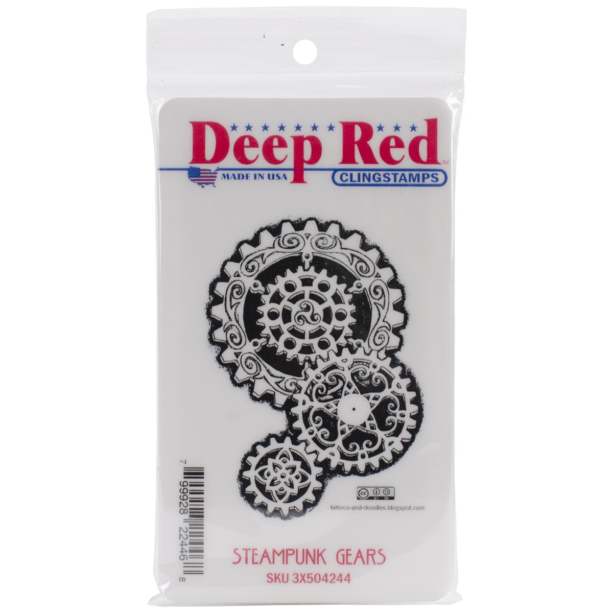 Deep Red Cling Stamp 2 X2.8  Steampunk Gears