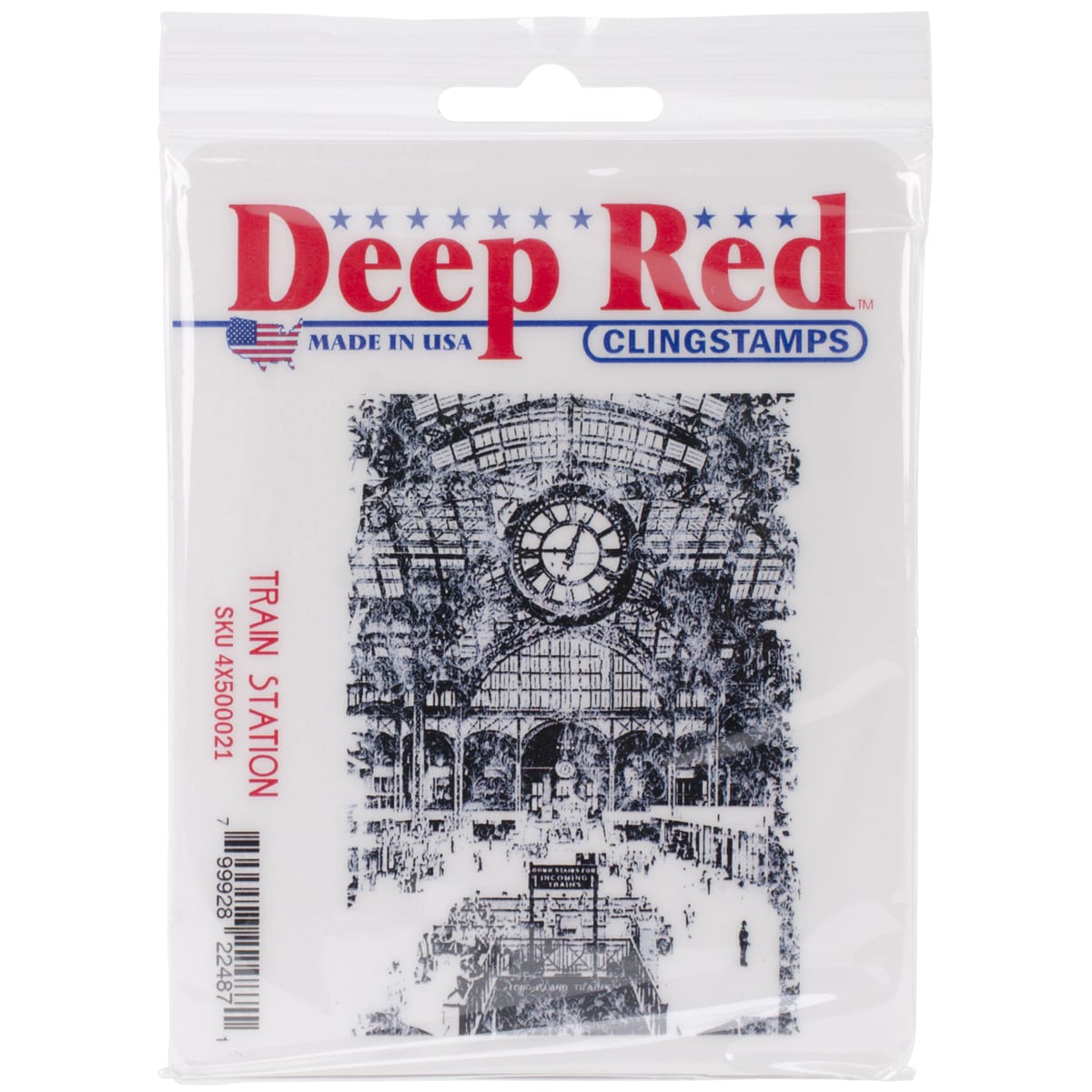 Deep Red Cling Stamp 2.4 X3.5   Train Station