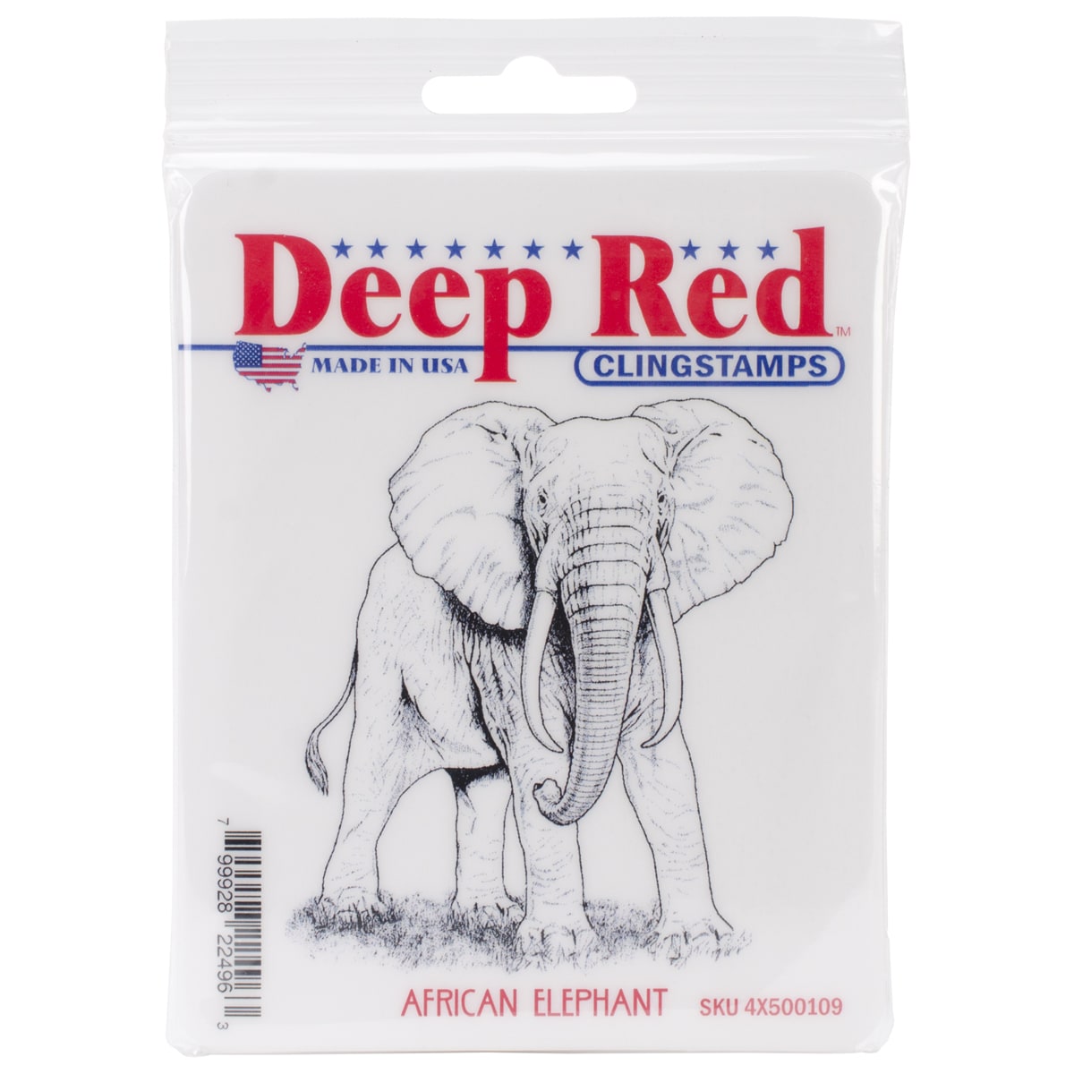 Deep Red Cling Stamp 2.75 X3   African Elephant