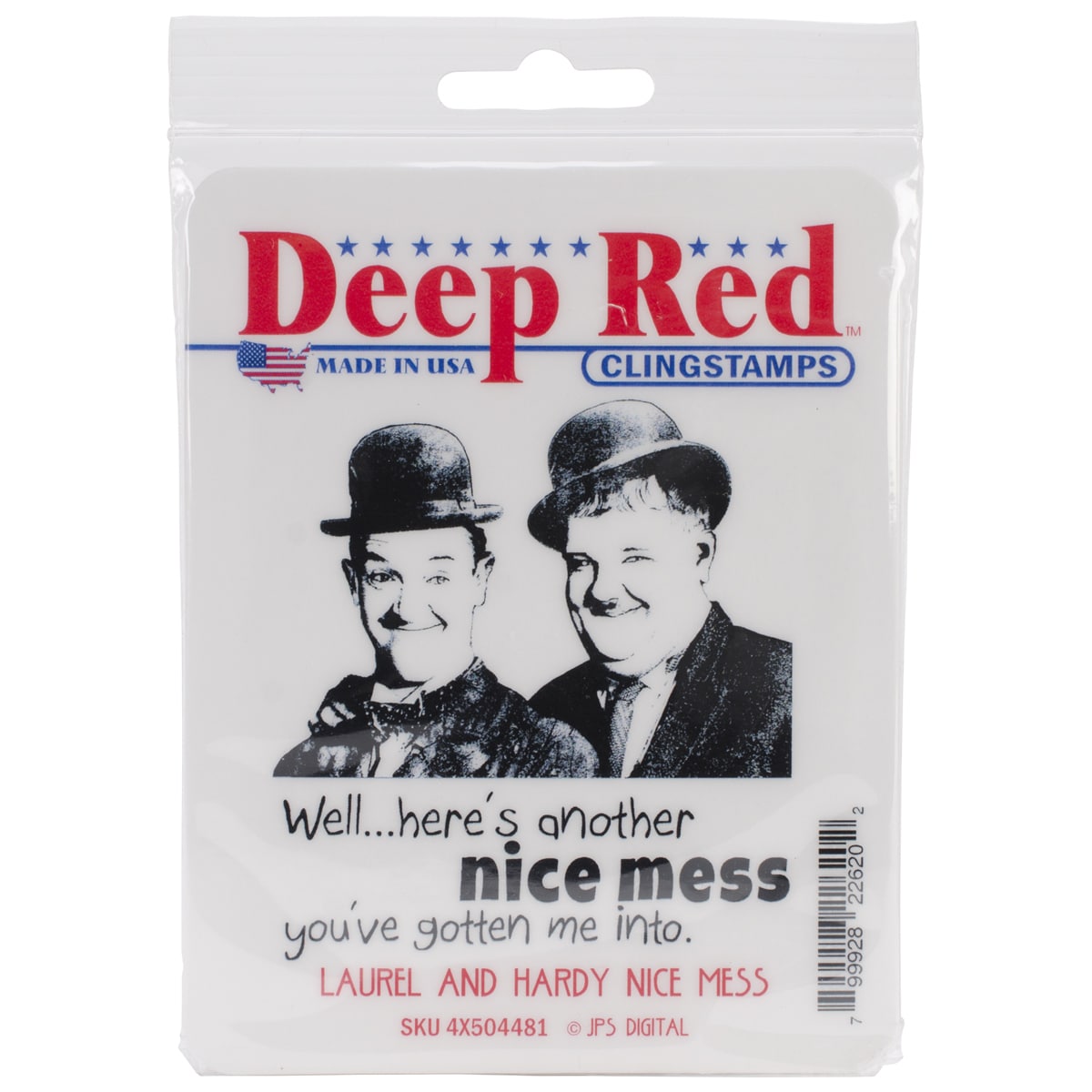 Deep Red Cling Stamp 3 X3  Laurel and Hardy  Nice Mess
