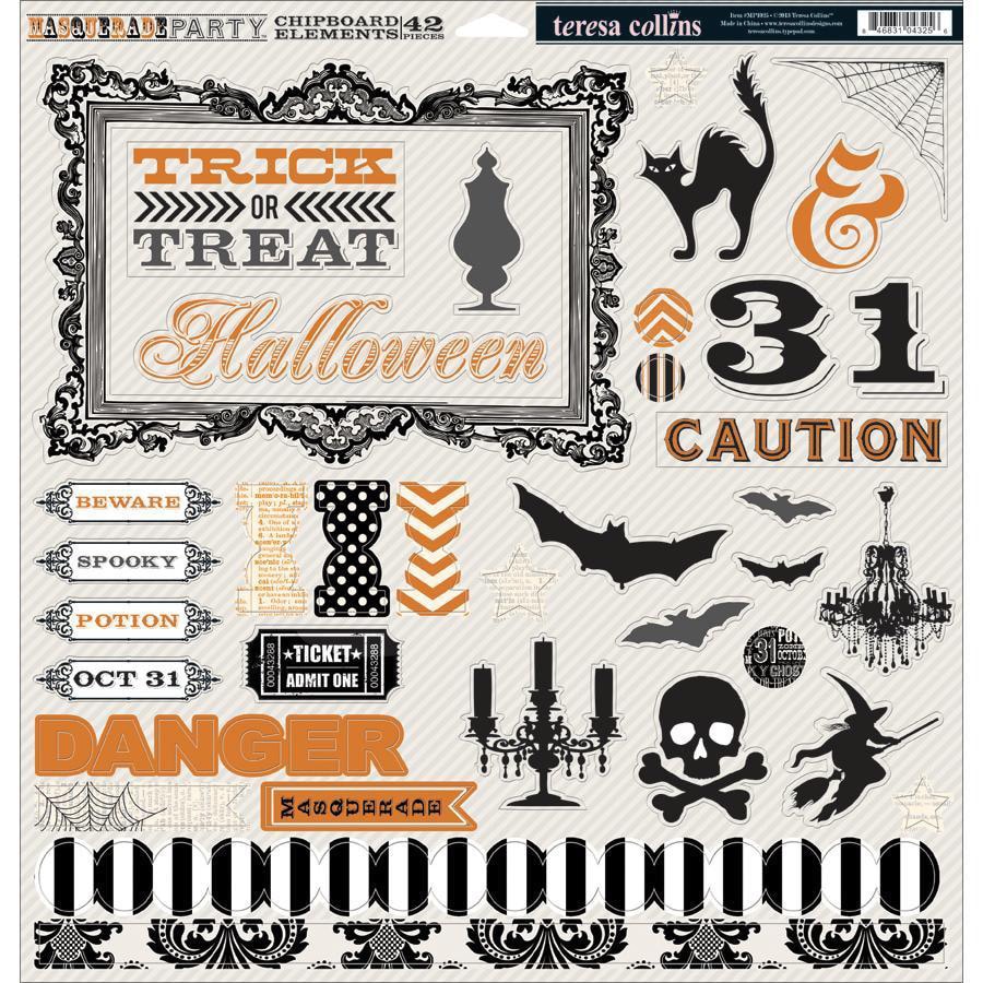 Masquerade Party Adhesive Chipboard 12 X12   Elements