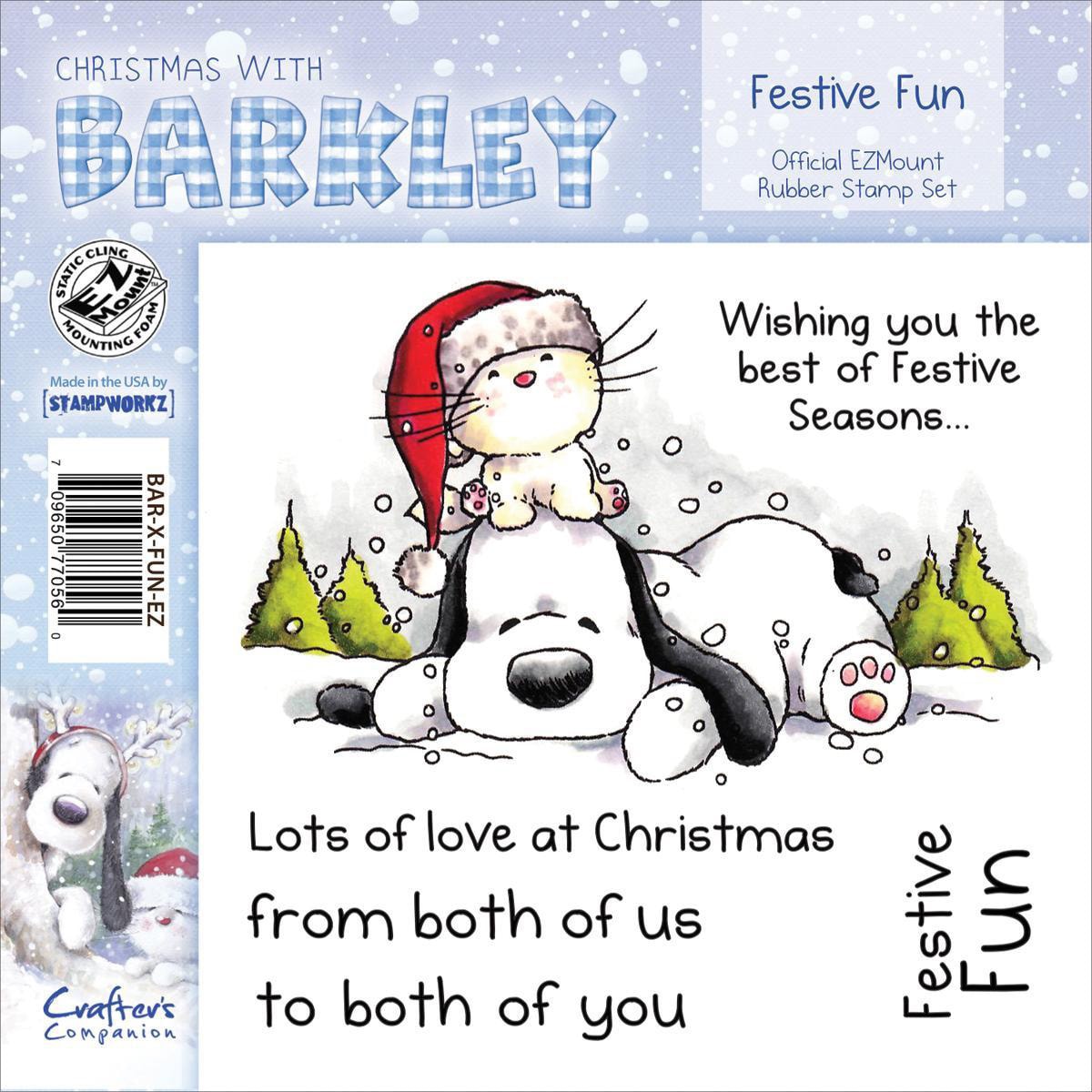 Barkley EZmount Christmas Cling Stamp Set 4.75 X4.75   Festive Fun