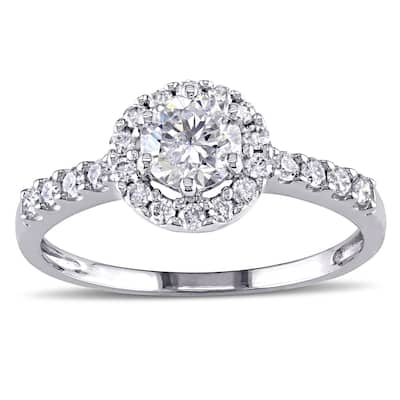 Miadora Signature Collection 14k White Gold 1ct TDW Round Halo Diamond Ring