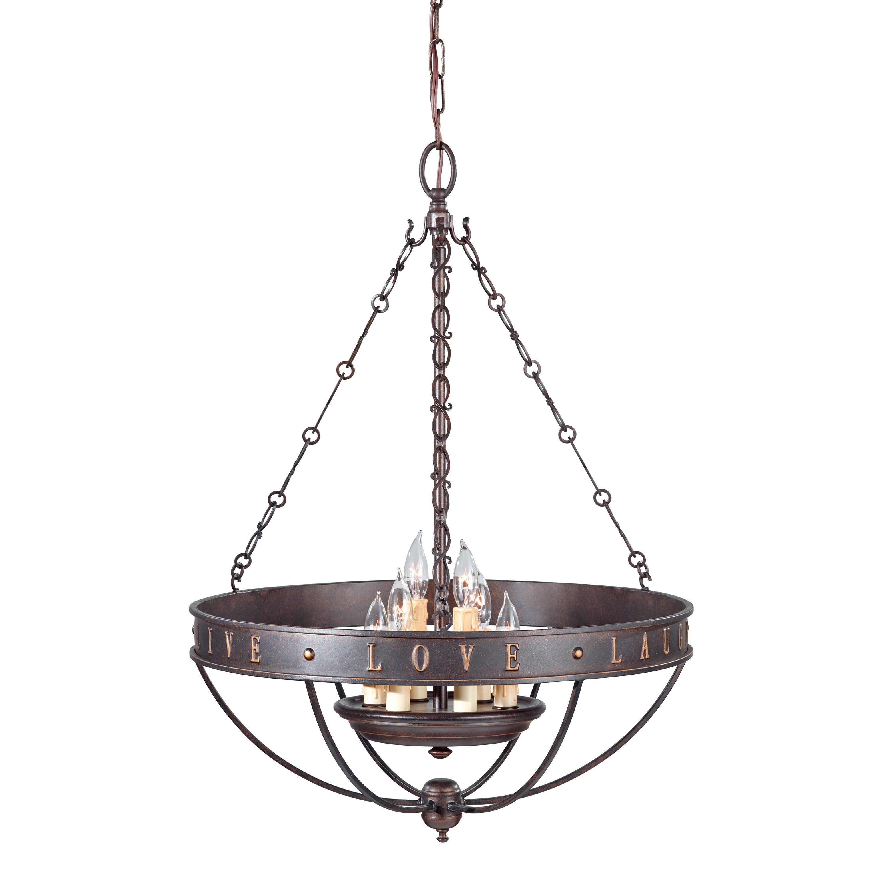 6 light Grecian Bronze Chandelier