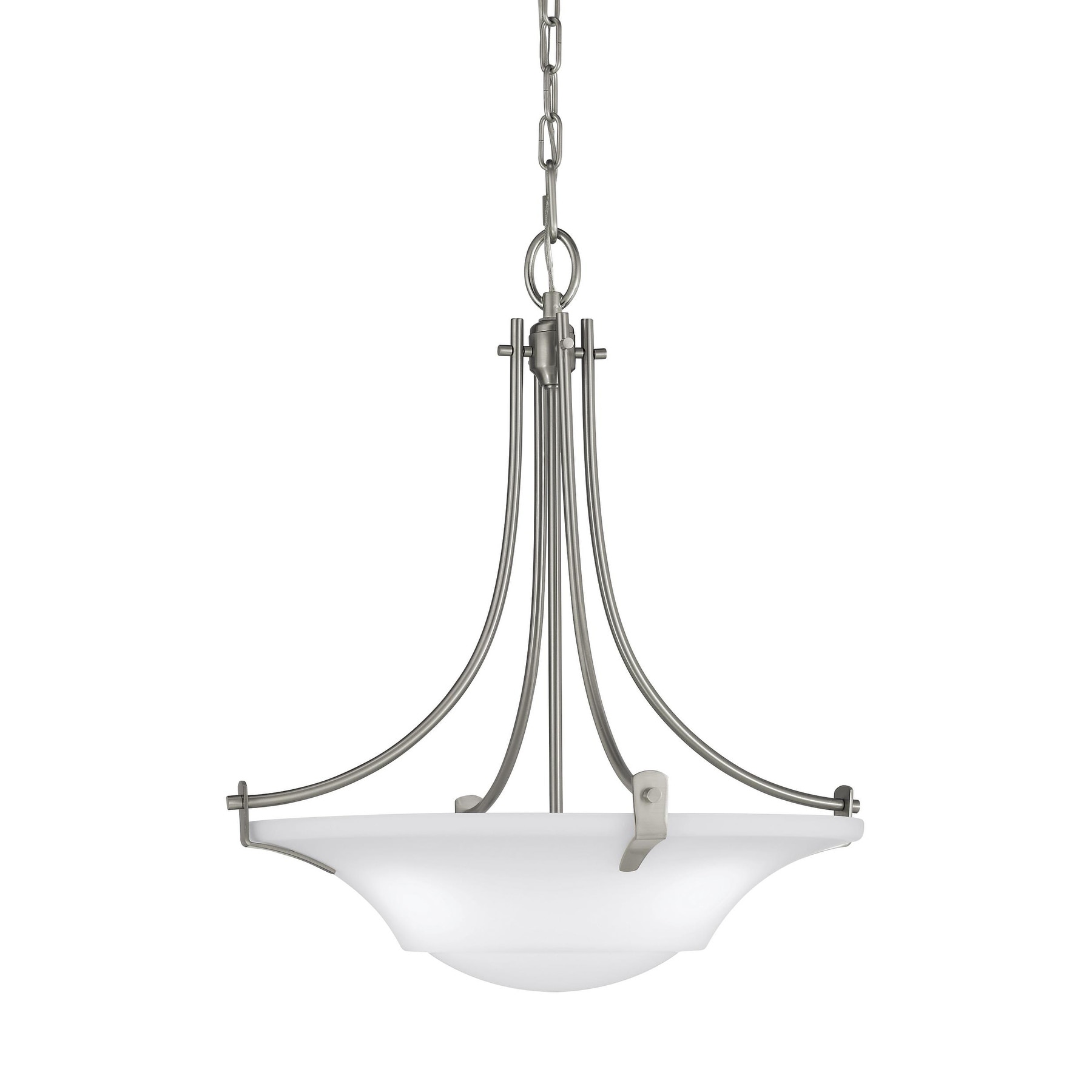 3 light Brushed Steel Uplight Chandelier