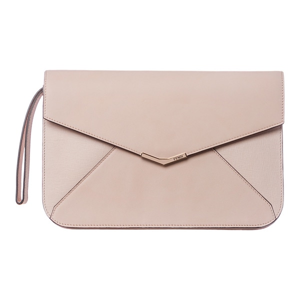 Fendi 2Jours Pale Pink Leather Clutch  ™ Shopping   Big