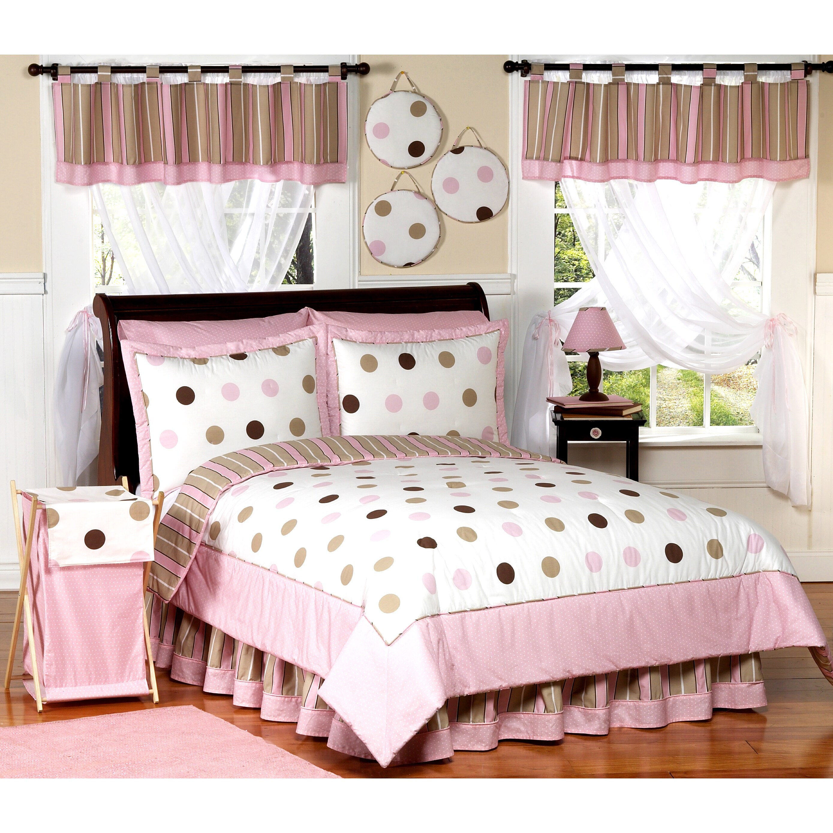 Sweet Jojo Designs Sweet Jojo Designs Girls Dots 3 piece Full/queen Comforter Set Brown Size Full  Queen