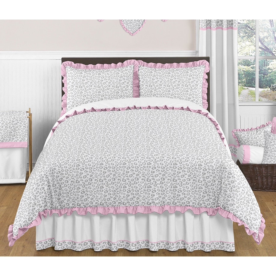 Sweet Jojo Designs Girls Kenya 3 piece Full/queen Comforter Set (Pink/ grey/ whiteMaterials 100 percent cottonFill material PolyesterCare instructions Machine washableBrand Sweet Jojo DesignsComforter 86 inches wide x 86 inches longShams 20 inches w