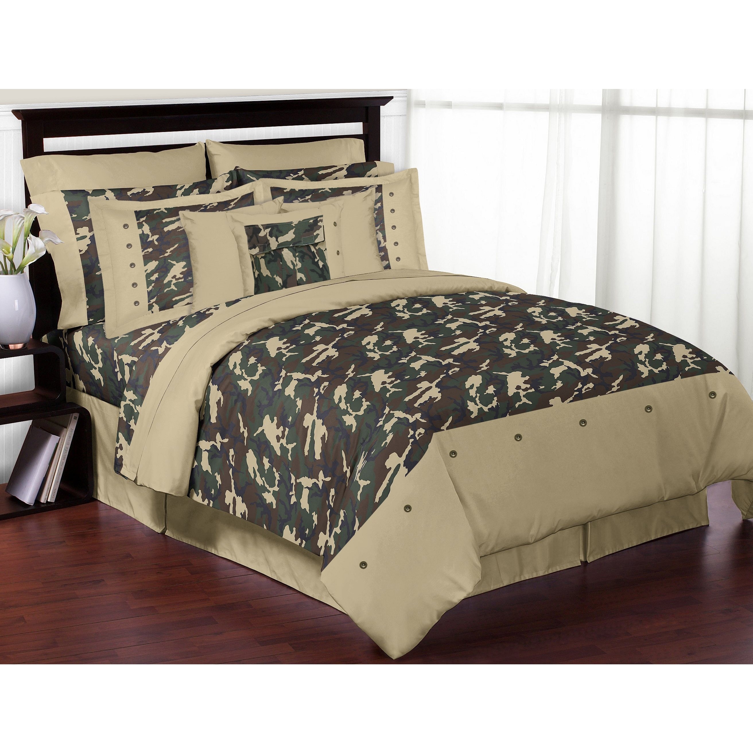 Sweet Jojo Designs Sweet Jojo Designs Boys Green Camouflage 3 piece Full/queen Comforter Set Green Size Full  Queen