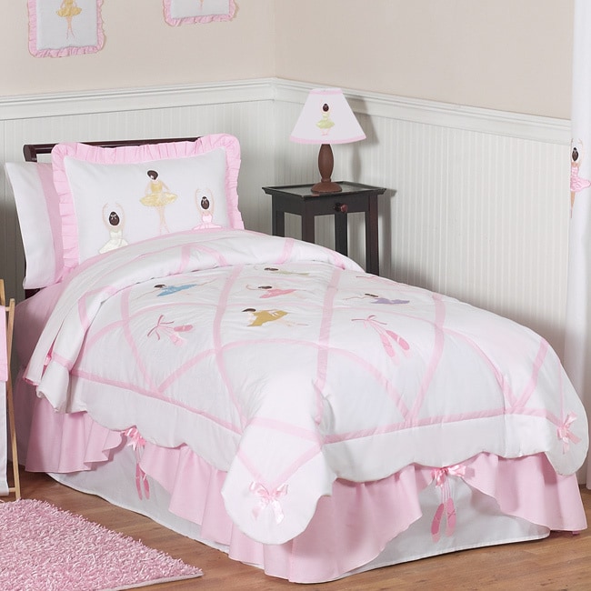 Sweet Jojo Designs Girls Ballerina 3 piece Full/queen Bedding Set (Pink/whiteMaterials 100 percent cotton, satin fabricsFill material PolyesterCare instructions Machine washableBrand Sweet Jojo DesignsComforter 86 inches wide x 86 inches longShams 2