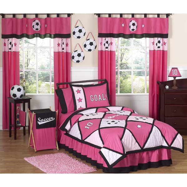 Shop Sweet Jojo Designs Girls Pink Soccer Twin 4 Piece Comforter