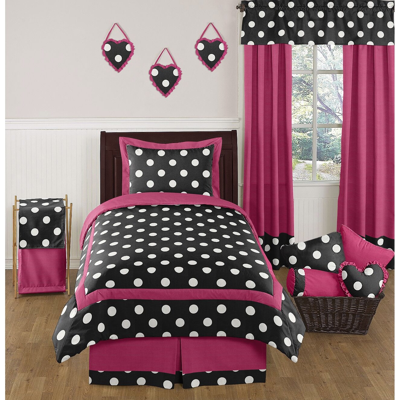 Sweet Jojo Designs Sweet Jojo Designs Girls Polka Dot 4 piece Twin Comforter Set Black Size Twin