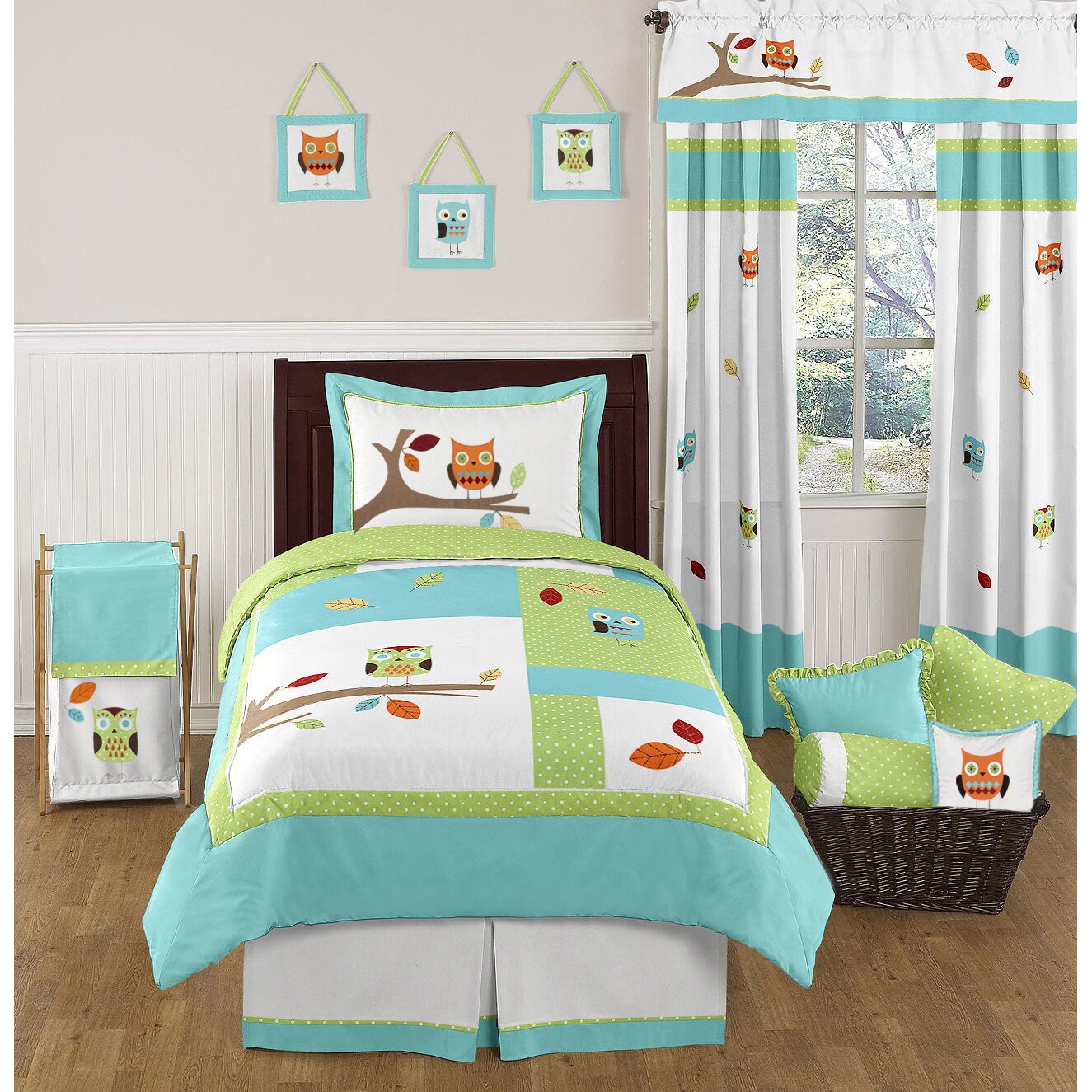 Shop Sweet Jojo Designs Unisex Hooty Owl 4 Piece Twin Comforter