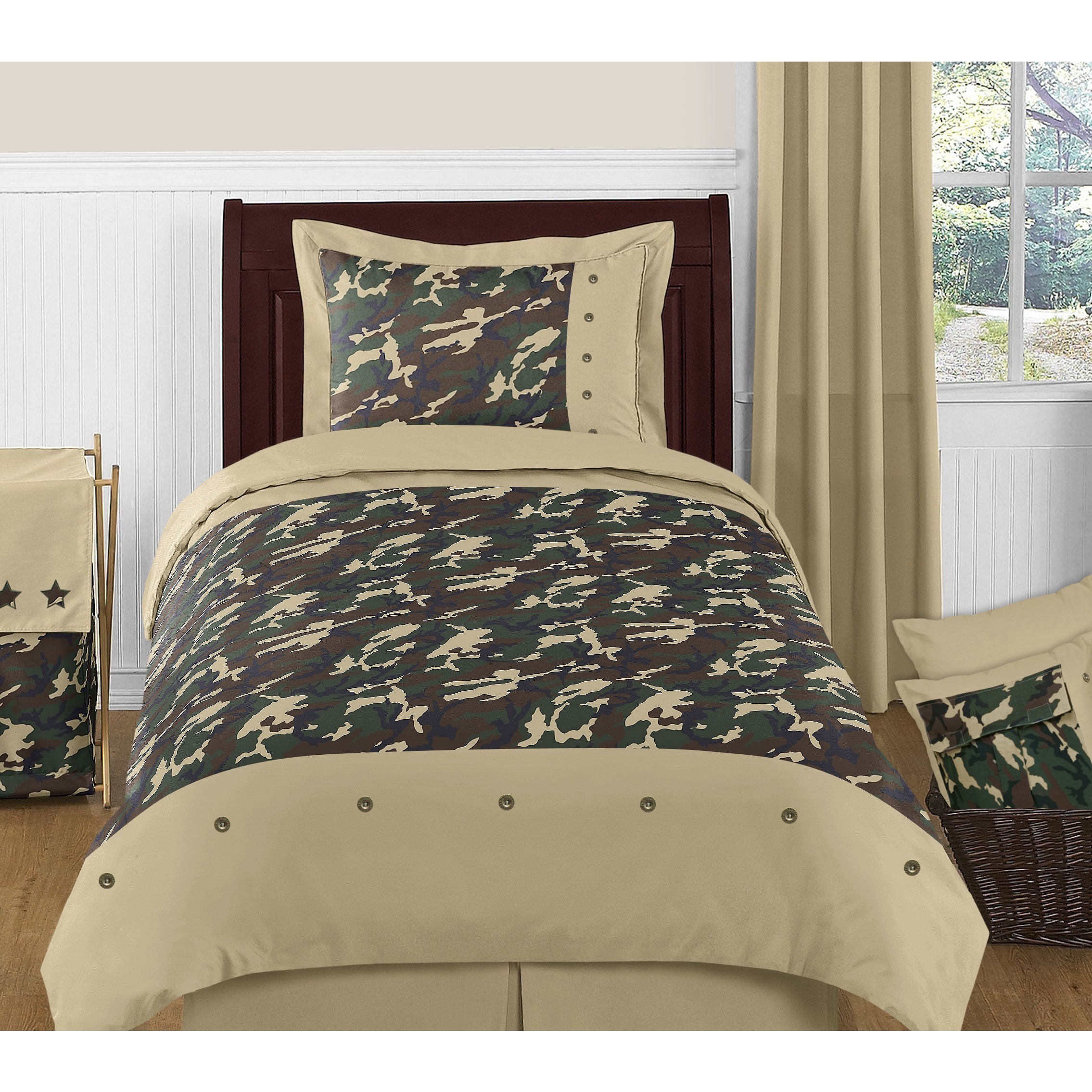 Shop Sweet Jojo Designs Boys 4 Piece Army Green Camouflage Twin