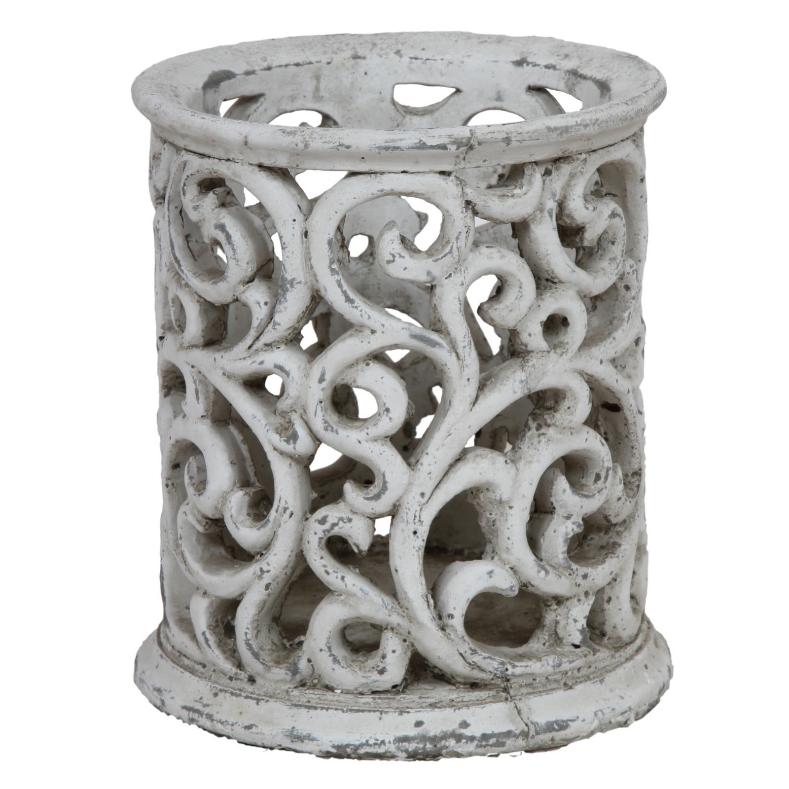 Medium Cement Ceramic Hurricane Decorative Accent