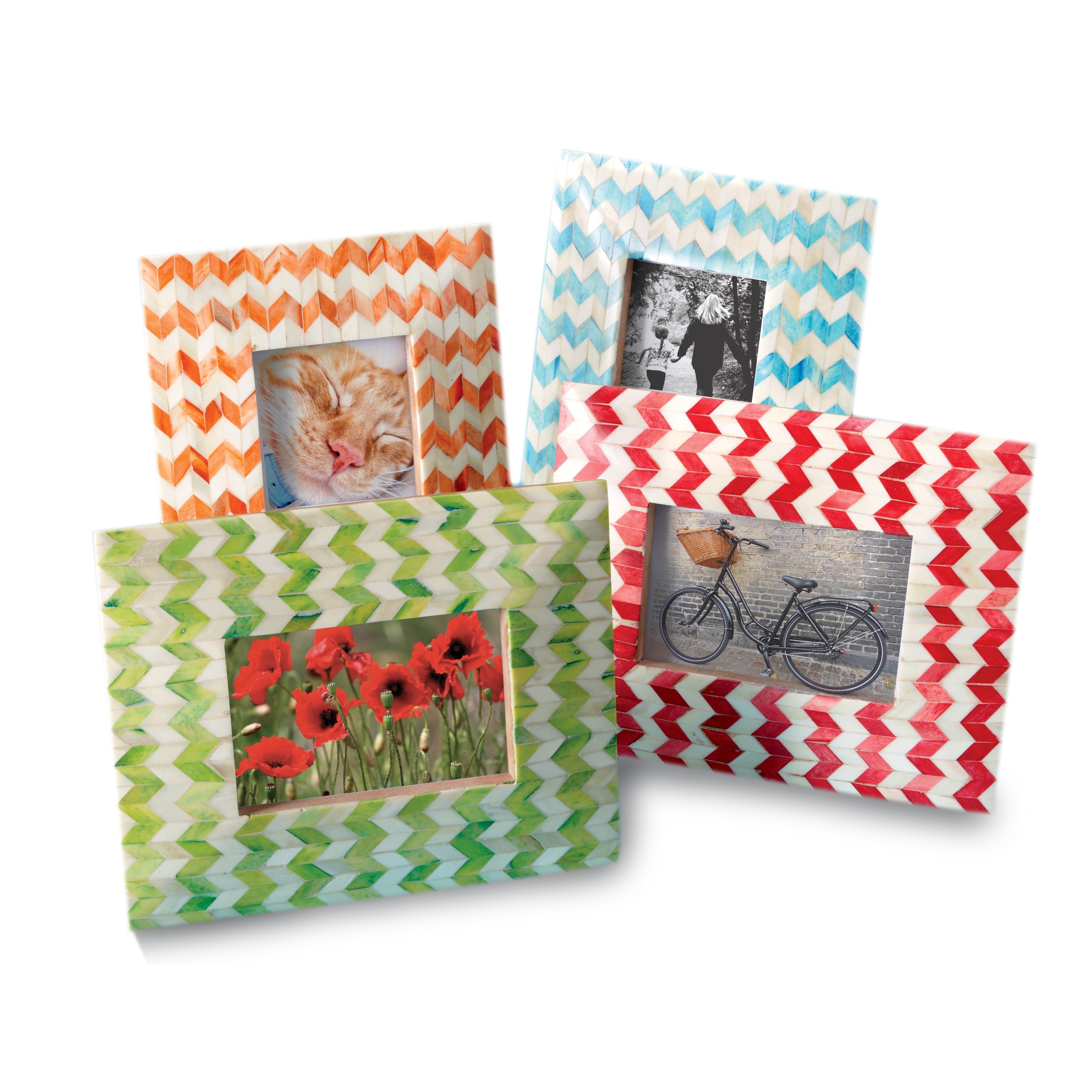 Kindwer Chevron Bone 4x6 inch 4 piece Photo Frame Set Multi Size 4x6