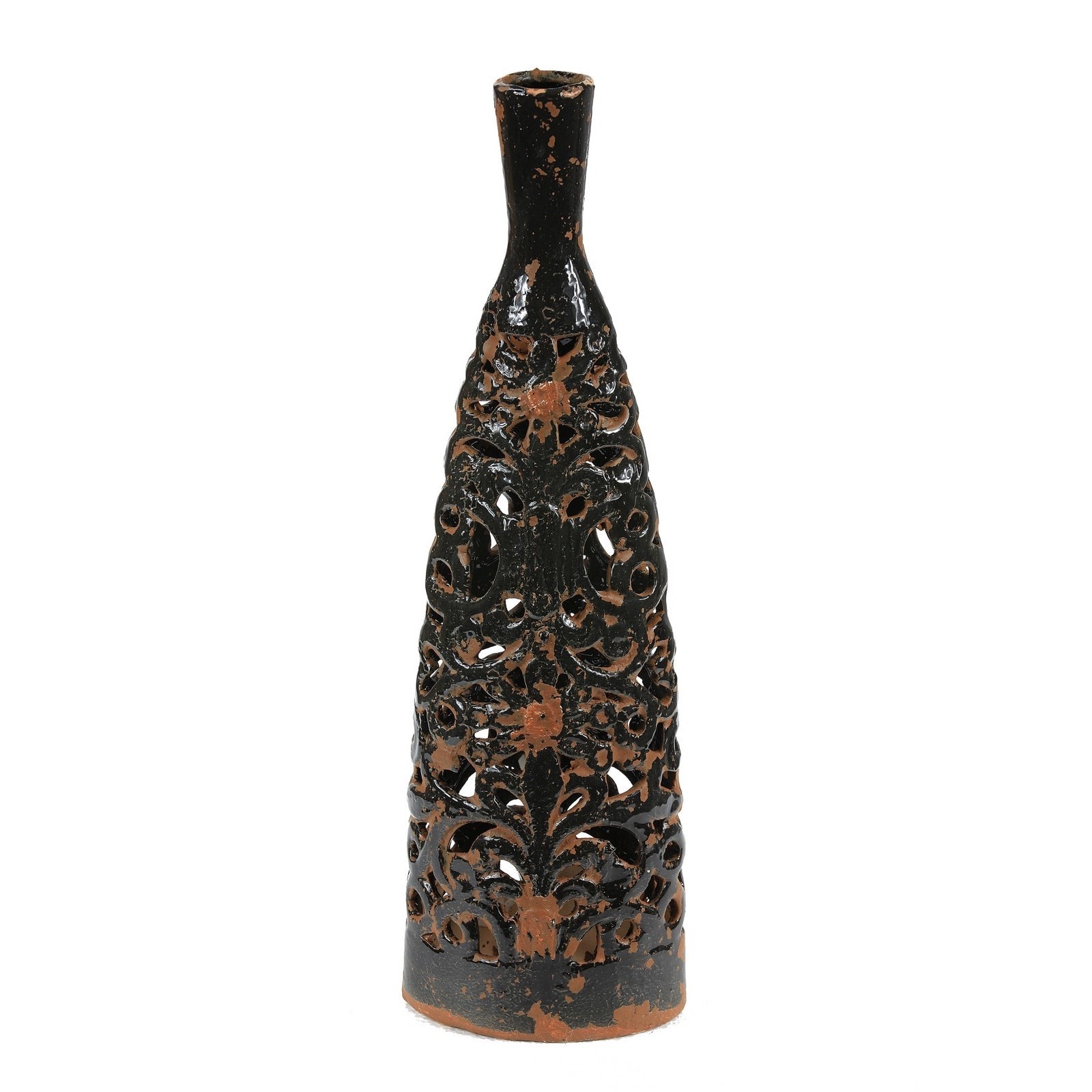 Large Black Ceramic Cutout Vase Black eBay