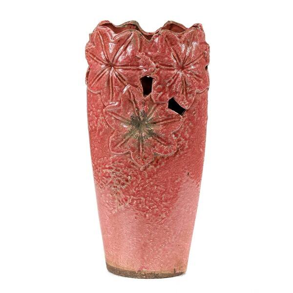 Shop Large Red Pierced Ceramic Flower Vase Decorative Accessory