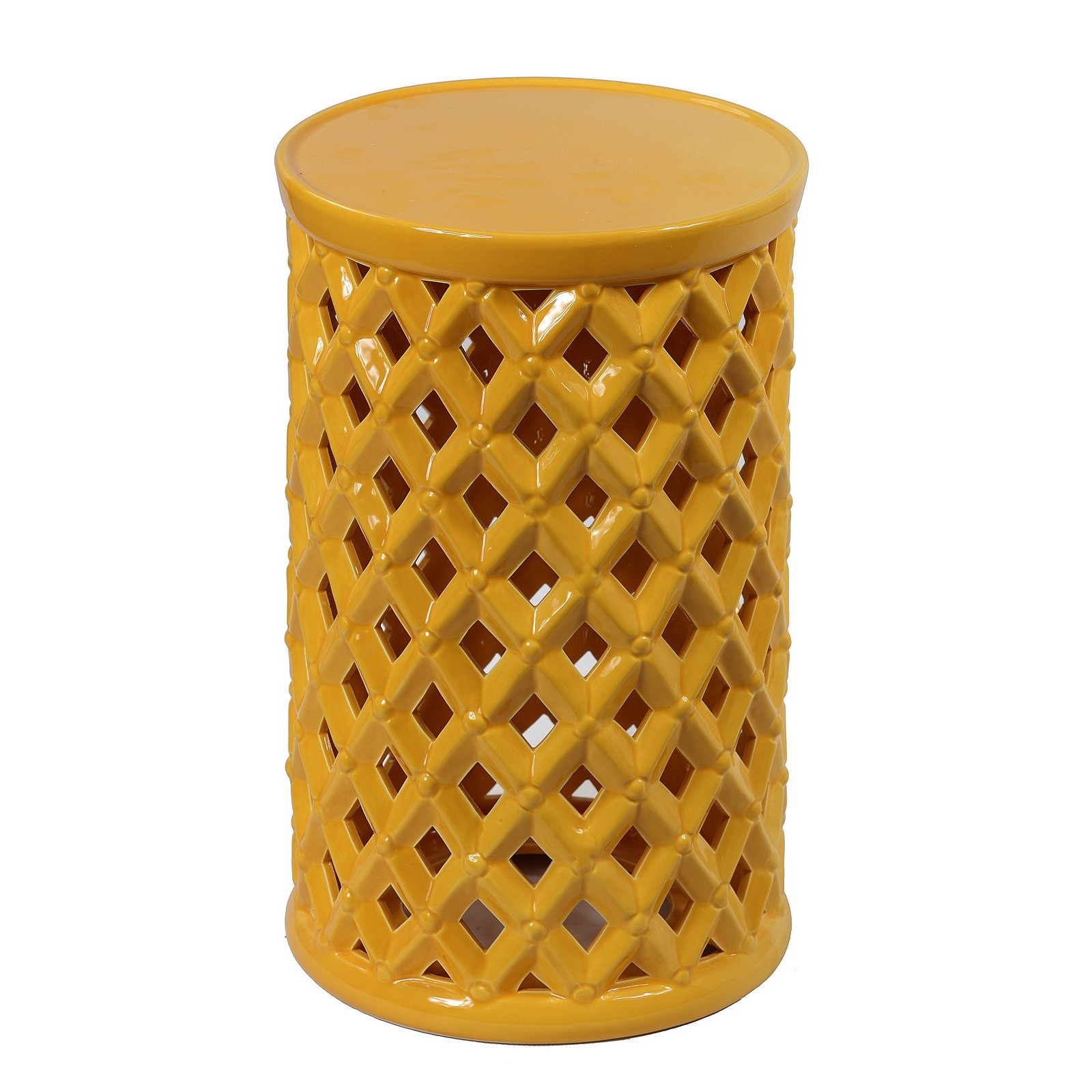 Canary Yellow Ceramic Garden Stool Decorative Accessory