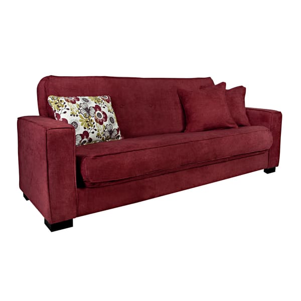 Shop Portfolio Alina Convert A Couch Red Wine Velvet Futon