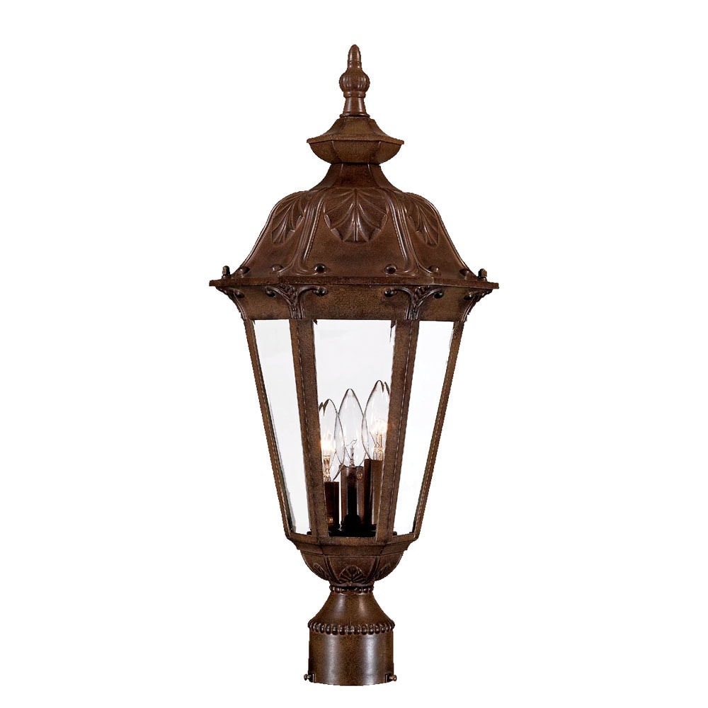 Dorchester Collection 3 light Post Mount Outdoor Burled Walnut Light Fixture