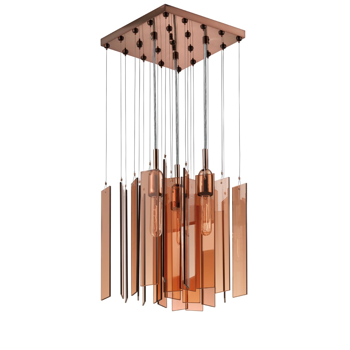 Chimes 3 light Polished Bronze Square Pendant