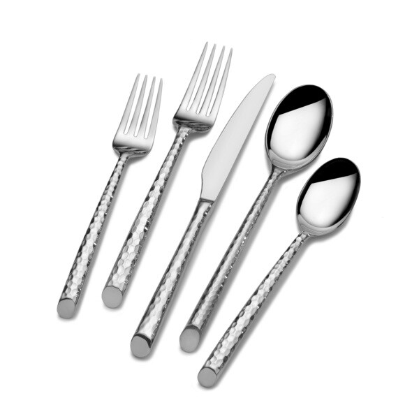 Shop Churchill Silver Co. Waverly Hammered 20piece Stainless Steel Flatware Set Free Shipping