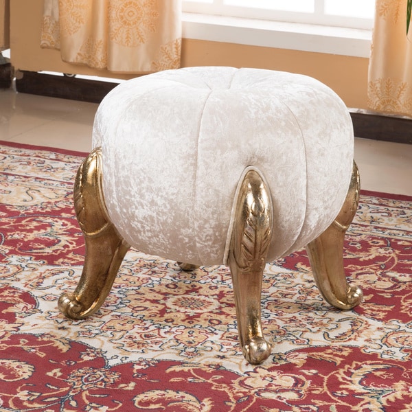 Shop Kantoi Ivory White Round Diamond Luxury Ottoman Free Shipping
