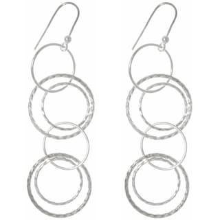 Shop Sterling Silver Round Link Hoop Long Dangle Earrings - Free ...