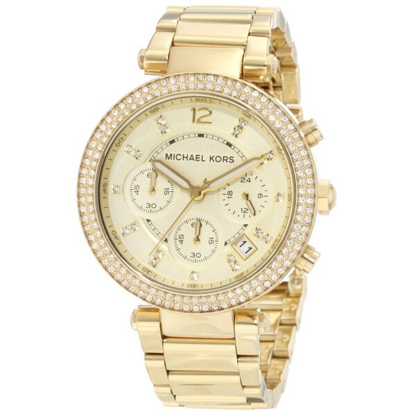 Michael Kors Women's MK5354 'Parker' Yellow Gold Stainless Steel Watch ...